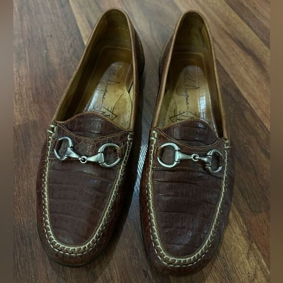 MARTIN DINGMAN Brown Leather Loafers with Silver Detailing SIZE 11.5 - Picture 3 of 9